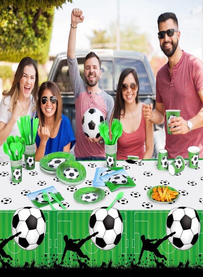 ادكسكو مجموعة لوازم حفلات كرة القدم من ADXCO، 169 قطعة، أدوات مائدة ورقية للاستخدام مرة واحدة، تتضمن أطباقًا وأكوابًا ومناديل وشوكًا وملاعق وسكاكين ورقية، مثالية لحفلات أعياد الميلاد والمناسبات الرياضية، تكفي 24 ضيفًا. - Image 5